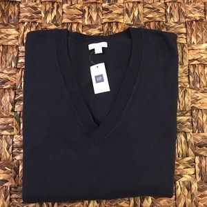 Gap men’s sweater long sleeve navy blue v-neck